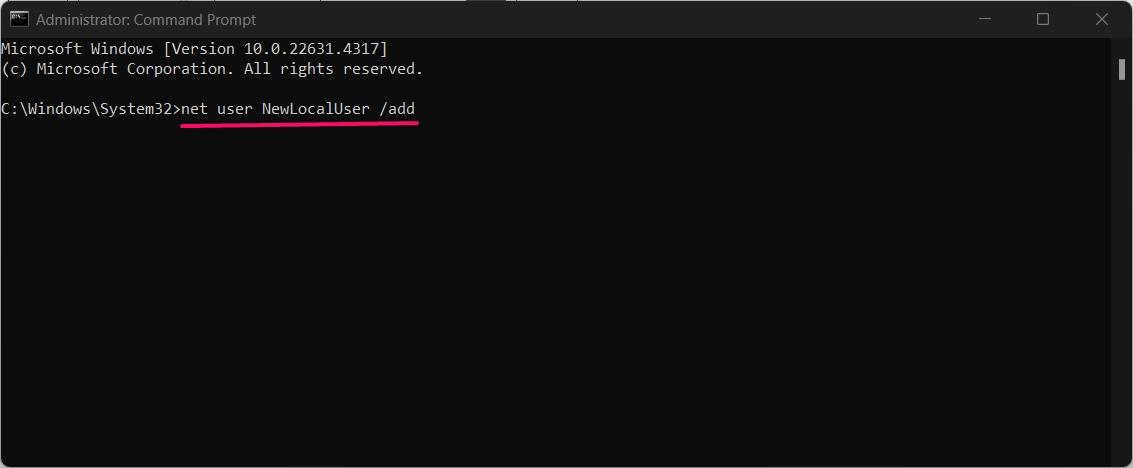 Adding Local User using Command