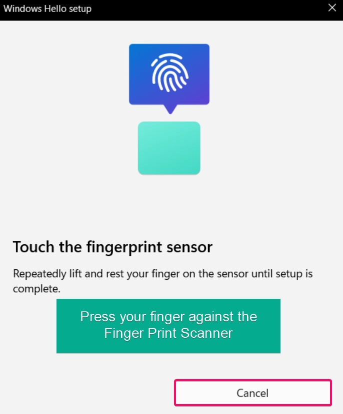 Place Your Finger to initiate the scan