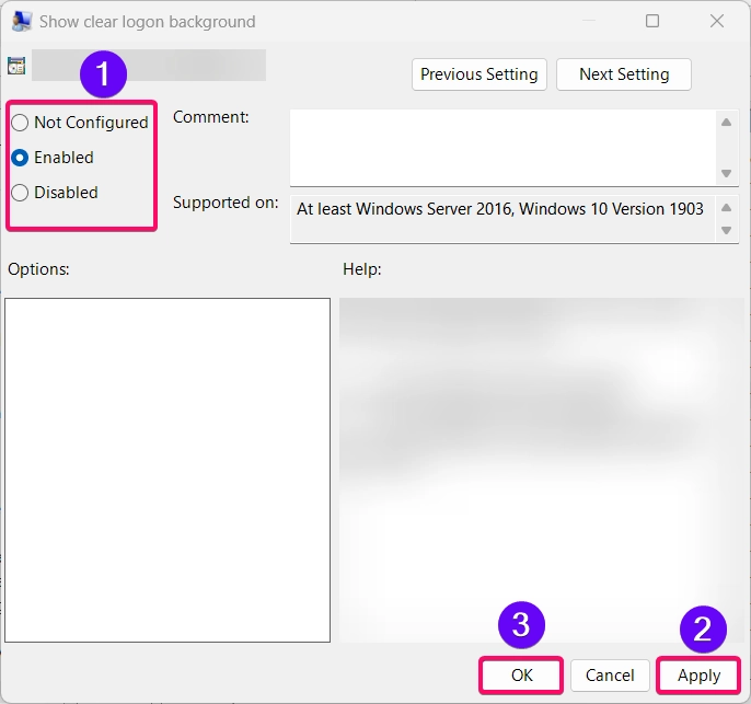 Enabling the settings via Local GP Editor