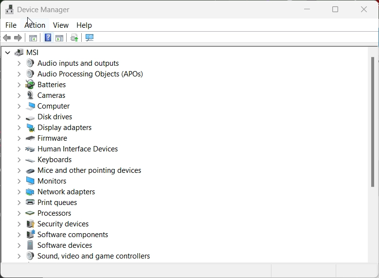 Finding Biometric device settings in device manager