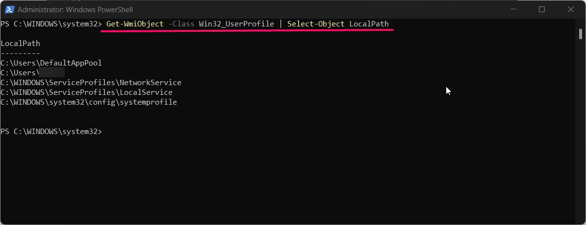 Powershell command to list all user profiles.