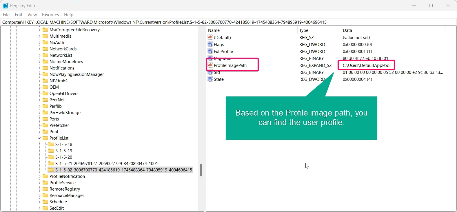 Identify the profile using profile image path as shown in the above image