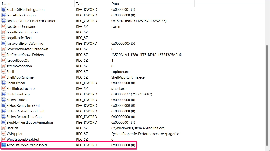 Finding Account Lockout THreshold Registry file