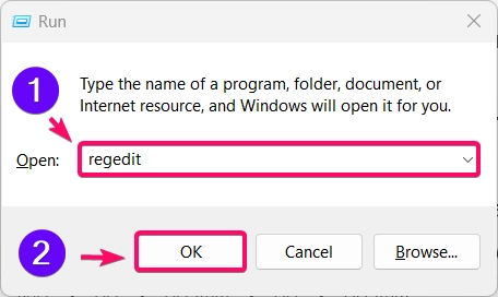 Running Regedit Command in Run Window