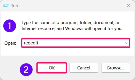 Launching Registry editor using Run Window