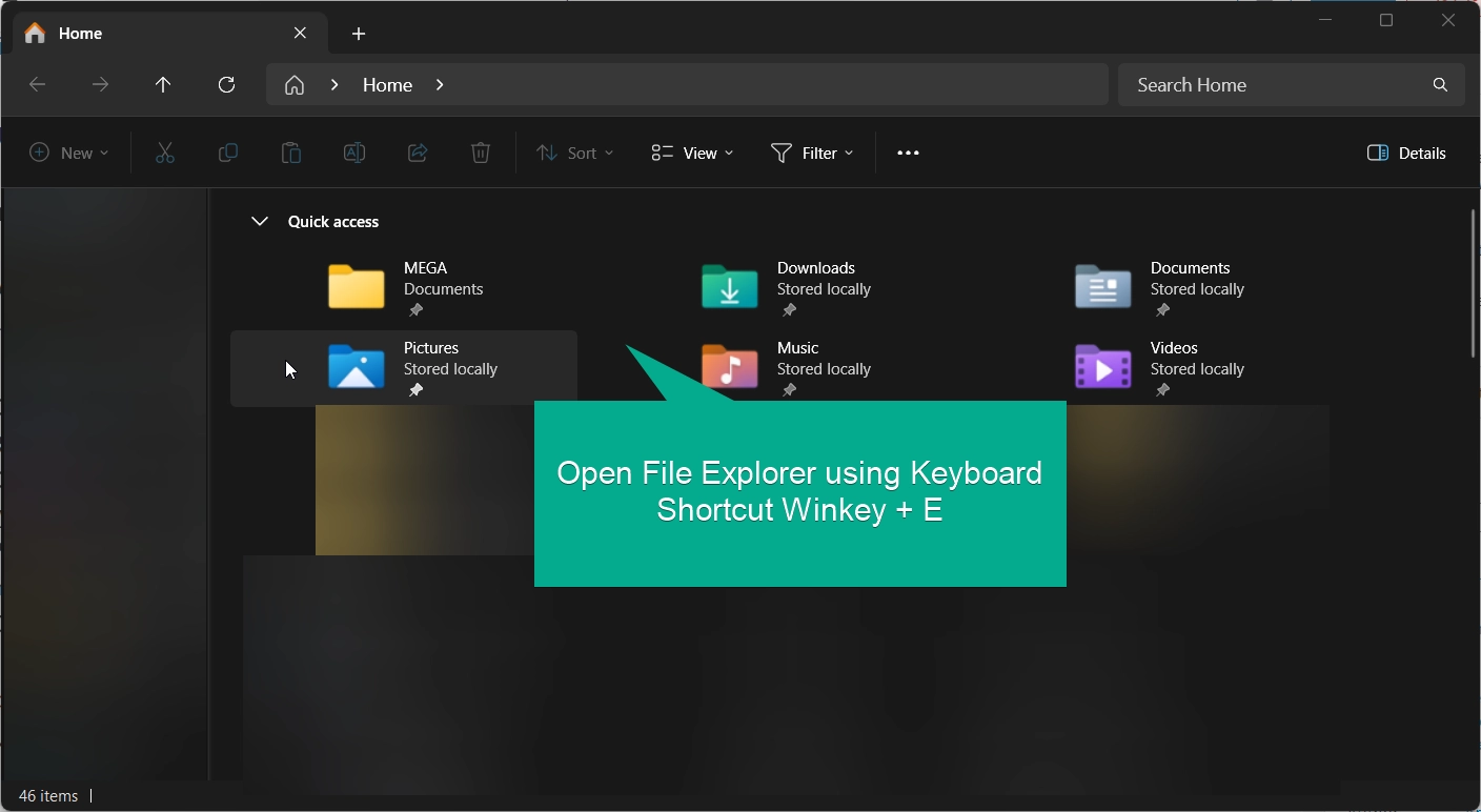 Launching File Explorer using Winkey + E