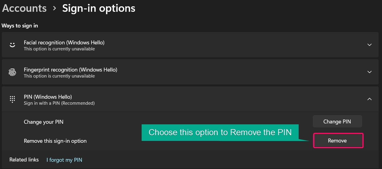 Choose Remove option