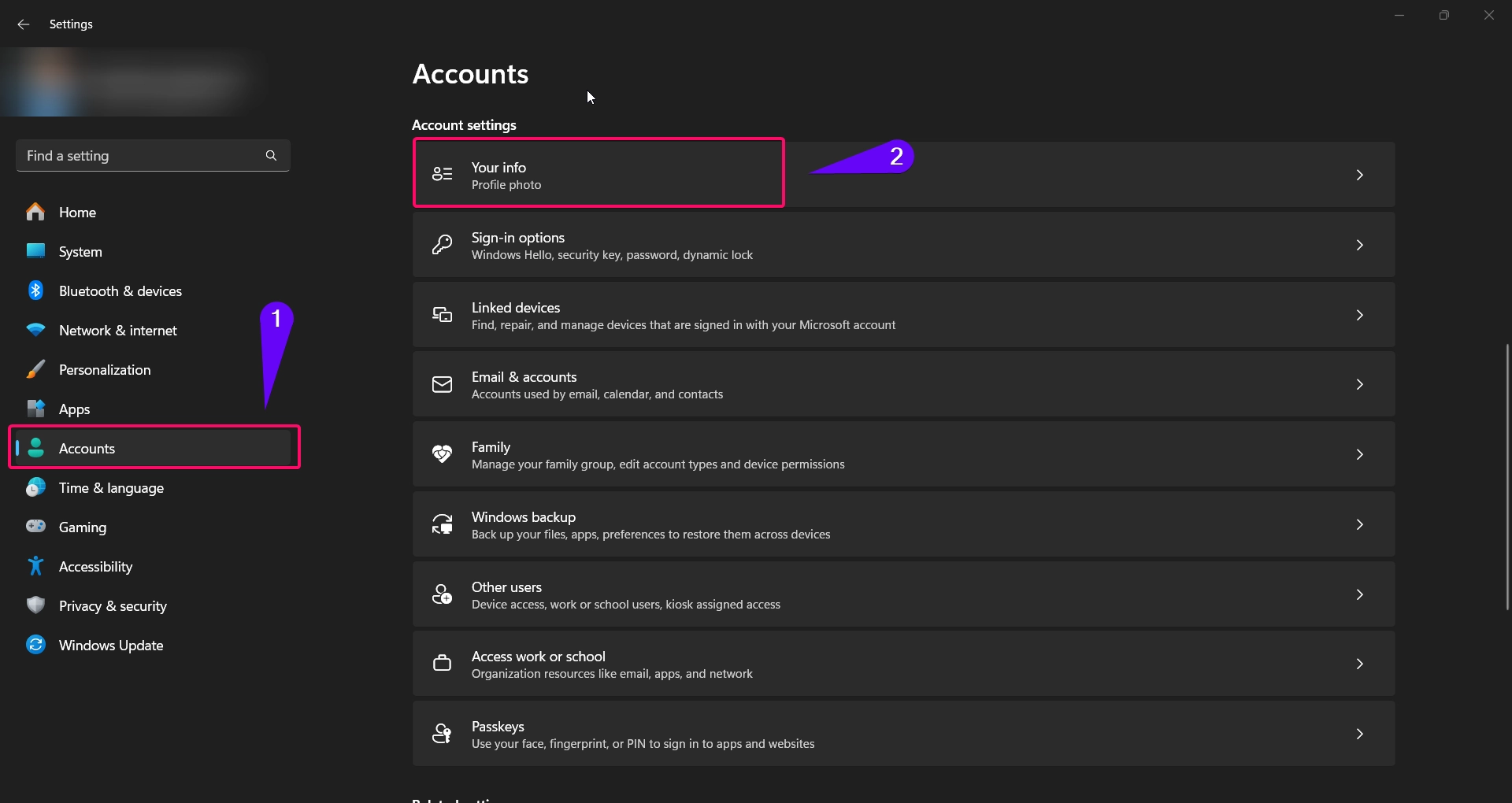 Click your info option from windows settings