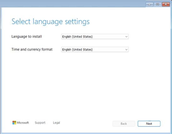 Select Language settings