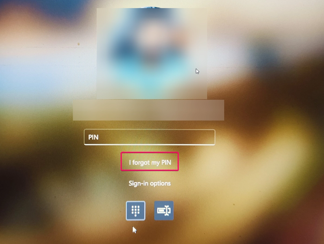 Click the I forgot my PIN option