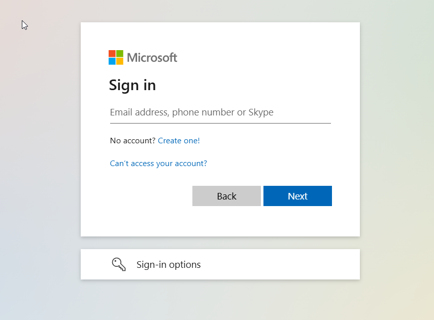 Sign in Using Microsoft mail and password