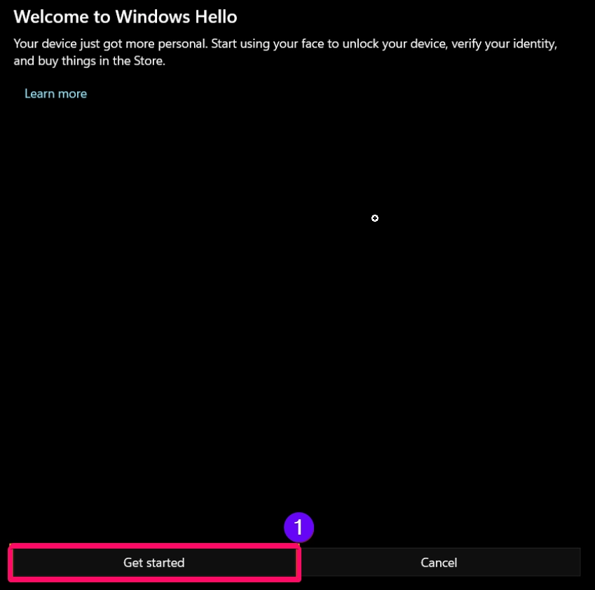 Setup the Windows Hello option