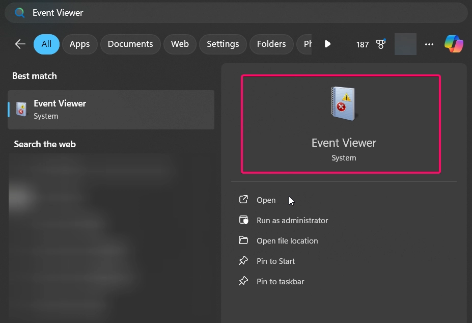 Open Event Viewer