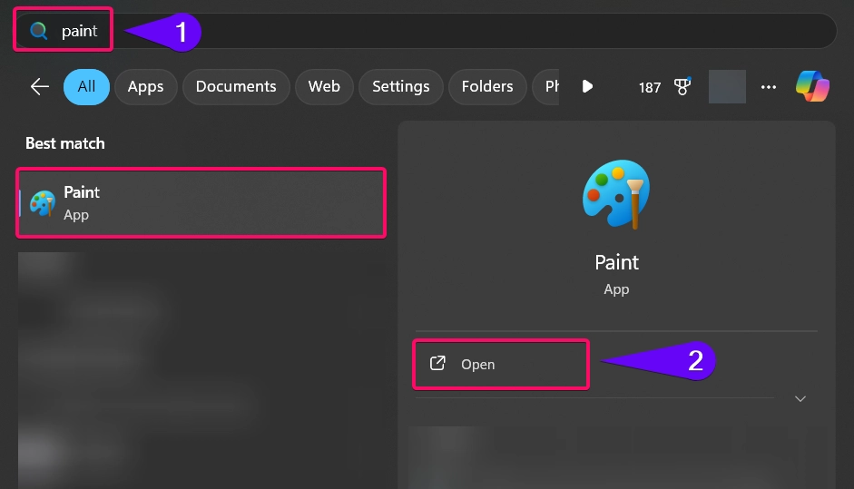 Open Paint App from Start Menu