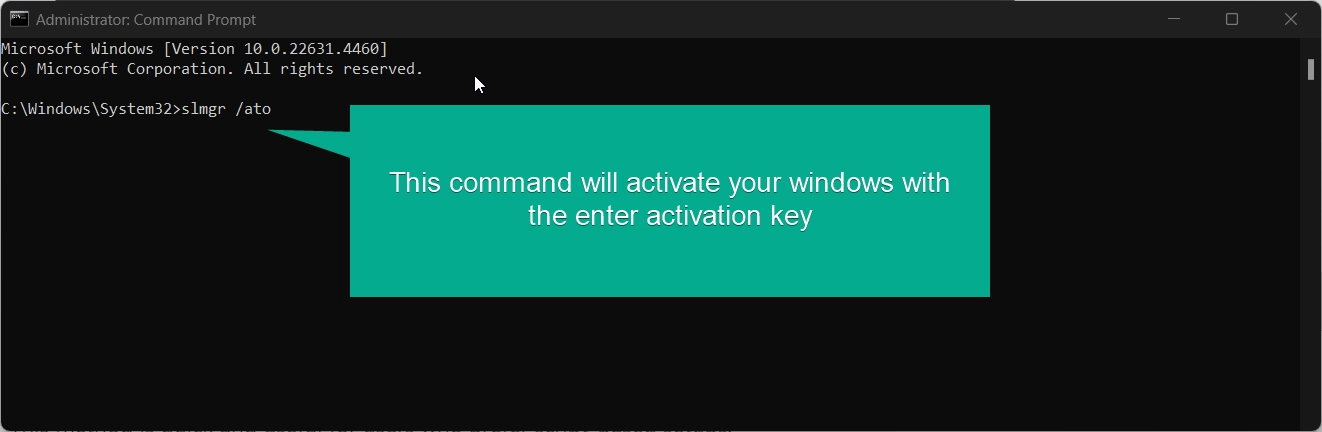 This command will activate your windows with the entered activation key