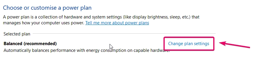 Choose Change Plan Settings