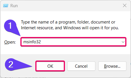 msinfo32 command on RUN Window