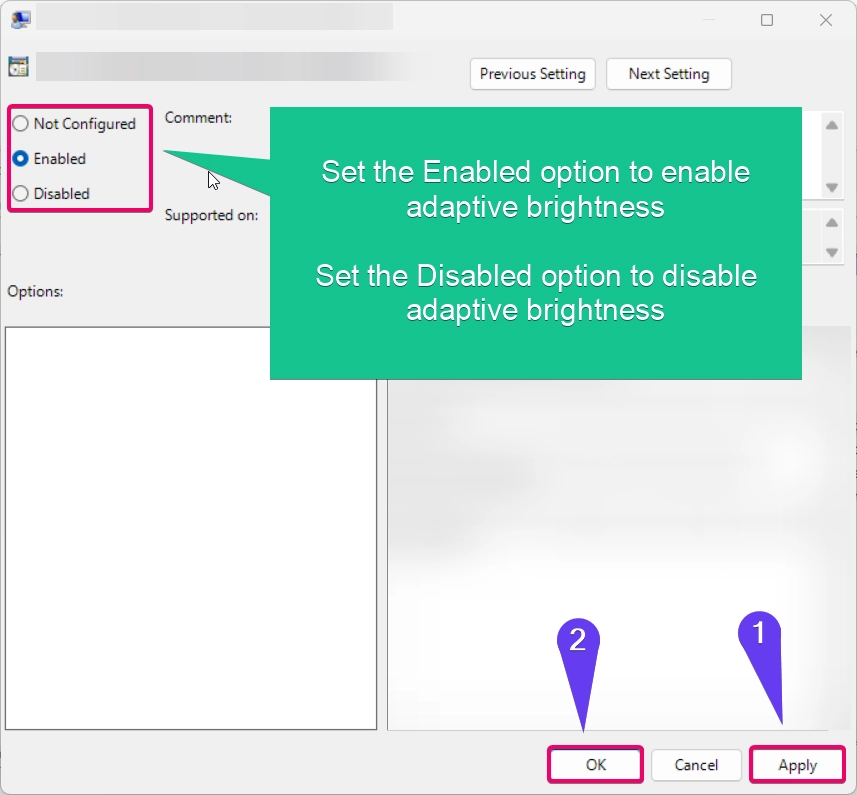 Enable Adaptive Brightness from GP editor