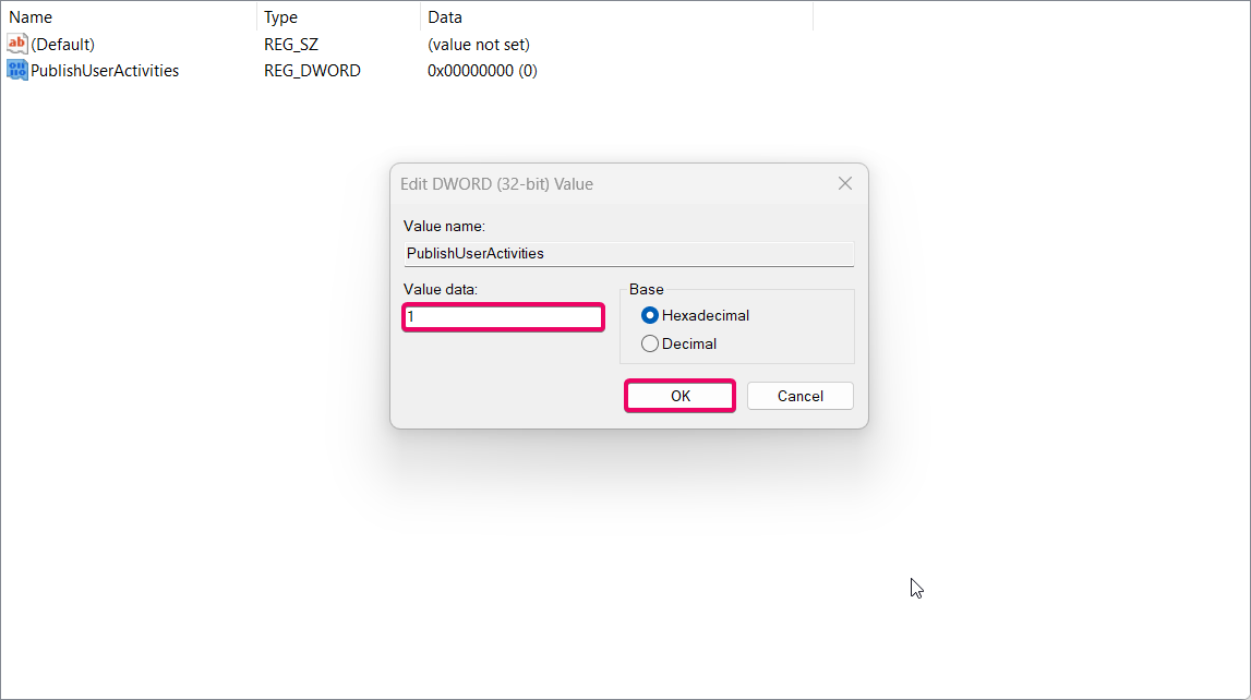 Enable or Disable Send Activity History to Microsoft using Registry Editor