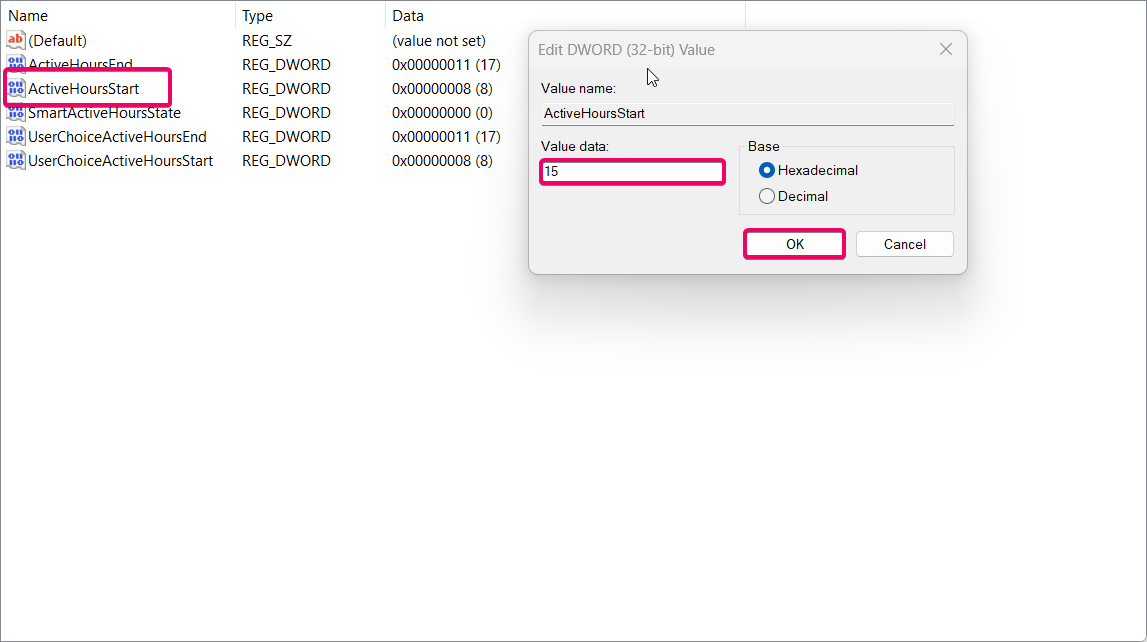 Setting Start time using Registry Editor